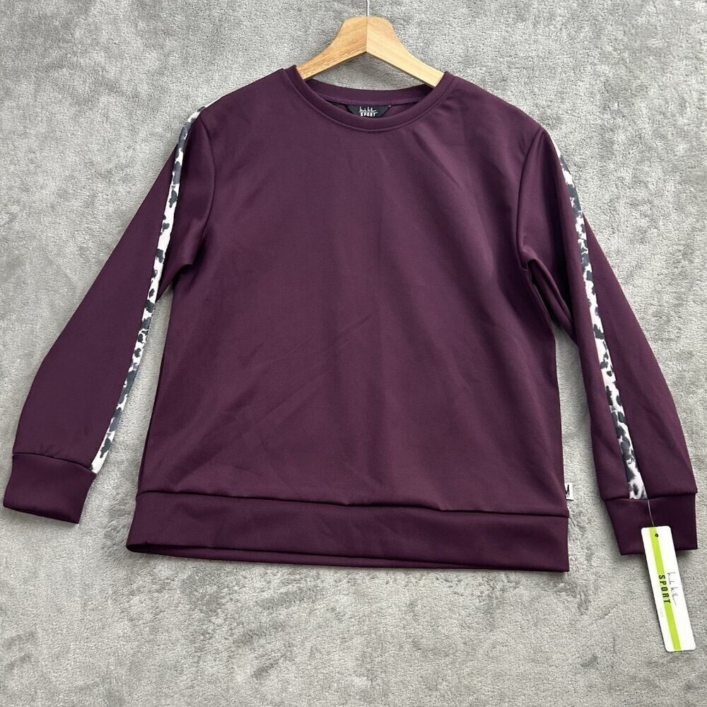 Nicole Miller Sport Sweatshirt Womens Small Purple Long Sleeve Crewneck Top